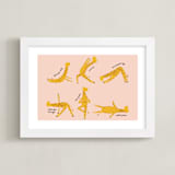 "Giraffe Exercises" - Art Print in Blush by Jenna Holcomb - Framed