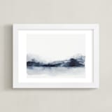 "Alaska from Sea" - Art Print in Navy by Kelsey McNatt - Framed