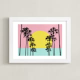 "Summer Palms" - Art Print in Pink Lemonade by Jessica C Nugent - Framed