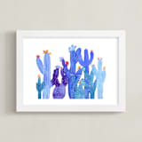"Blue Desert" - Art Print in Dusky Blue by Jenn Rice - Framed