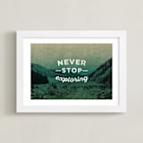 "Never Stop Exploring" - Art Print in Earth by Hannah Lipking - Framed