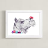 "All Dolled Up" - Art Print in Pom Pom Blue by Kelsey Mucci - Framed