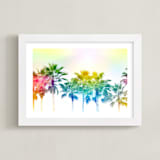 "Rainbow palms" - Art Print in Rainbow by Dawn Smith - Framed