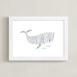 "Lined Animals II" - Art Print in OCEAN BLUE by Jayne Alfieri - Framed