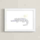 "Lined Animals III" - Art Print in OCEAN BLUE by Jayne Alfieri - Framed
