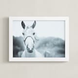 "Horse white" - Art Print in air by Lying on the grass - Framed