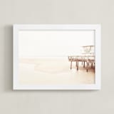 "Stormy Pier 3" - Art Print in sand by Kamala Nahas - Framed
