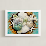 "Sea Shell Swirls" - Art Print in turquoise blue by Debra Butler - Framed