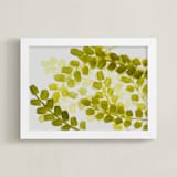 "Splendid Ferns" - Art Print in limey yellow by Amelia Gluba - Framed
