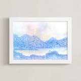 "High Mountain Dawn" - Art Print in Inky Blue by Amelia Gluba - Framed