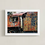 "Old Train Cars" - Art Print in Rustic by A MAZ Design - Framed