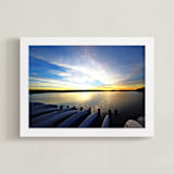 "End of Day in Park 2" - Art Print in Gold and Blue by NSMARK - Framed