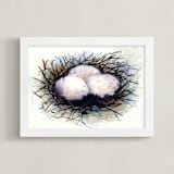 "Wild Nestlings" - Art Print in peachy pink by Amelia Gluba - Framed