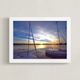 "End of Day in the Park" - Art Print in Gold and Blue by NSMARK - Framed