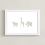 "Animal Land" - Art Print in Earth stone by Jennifer Holbrook - Framed