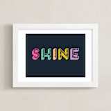 "Shine in Lights" - Art Print in Deep Sea by Rebecca Humphreys - Framed
