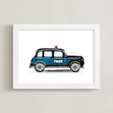 "Vintage Police Car" - Art Print in Black night by Rebecca Marchese - Framed