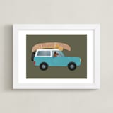 "Denver Travel Dogs" - Art Print in Avocado by Jenna Holcomb - Framed
