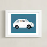 "Rome Travel Dogs" - Art Print in Denim by Jenna Holcomb - Framed