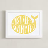 "Keep Swimming" - Art Print in Lemon yellow by Johanna Phillips Huuva - Framed