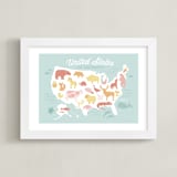 "Animal American Map" - Art Print in Carnival by Jessie Steury - Framed