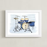 "Blue Drum Kit" - Art Print in Sky Blue by Lisa Travis - Framed