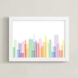 "San Francisco Sky Lines" - Art Print in Sherbert by Jessie Steury - Framed