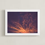 "Red sunset and lake" - Art Print in orange brick by Lying on the grass - Framed