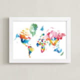 "Abstract World Map" - Art Print in Rainbow by Jessie Steury - Framed