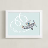 "aerobatics" - Personalized Art Print in Milky Blue by Leia Matt - Framed
