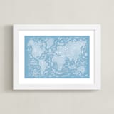 "Sea Life World Map" - Art Print in Sea by Jessie Steury - Framed