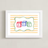 "Vintage Play Blocks" - Art Print in Block Yellow by Little Blue Designs - Framed