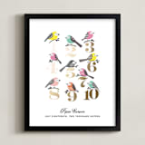 "Counting Birds" - Personalized Foil-Pressed Art Print in Gold by Karidy Walker - Framed