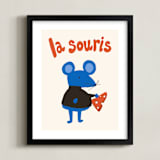 "French Mouse" - Art Print in Cobalt by Morgan Kendall - Framed