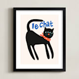 "French Cat" - Art Print in Noir by Morgan Kendall - Framed