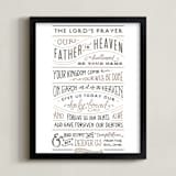 "The Lord's Prayer" - Art Print in Taupe by Jennifer Wick - Framed