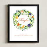 "Painted Wreath" - Personalized Art Print in Poppy by Ariel Rutland - Framed