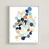"Hexagon Cluster" - Art Print in Turquoise by Yao Cheng Design - Framed