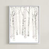 "Birch Woods in Winter" - Art Print in Ivory by Shannon Chen of Four Wet Feet Studio - Framed
