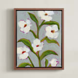 "Floral Abstract in Icy Blue" - Art Print in Sky Blue by Katie Mulder - Framed Canvas