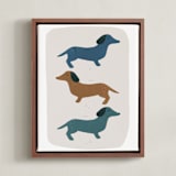 "Dachshund Parade" - Art Print in Earth by Maja Cunningham - Framed Canvas