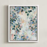 "Morning Light II" - Art Print in Fresh Blue by Sonal Nathwani - Framed Canvas