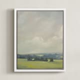 "Rosy Tomorrow I" - Art Print in Grey Blue by Stephanie Goos Johnson - Framed Canvas
