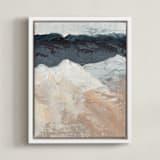 "Mountain Movements" - Art Print in Deep Teal by Kristen Franklin - Framed Canvas
