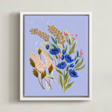"Winifred" - Art Print in lavender-periwinkle by Peggy Dean - Framed Canvas