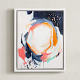 "Light in dark" - Art Print in gold fever orange by Jihye Back Kim - Framed Canvas