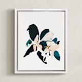 "Botanical Series #4" - Art Print in Dark blue by Caryn Owen - Framed Canvas