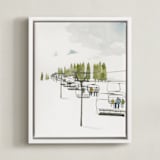 "Ski Lift" - Art Print in Pine by Monica Loos - Framed Canvas