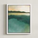 "Tranquil Harbor" - Art Print in Tranquil Green by AlisonJerry - Framed Canvas