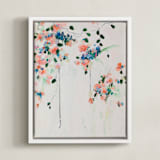 "Cascade" - Art Print in Coral by Sonal Nathwani - Framed Canvas